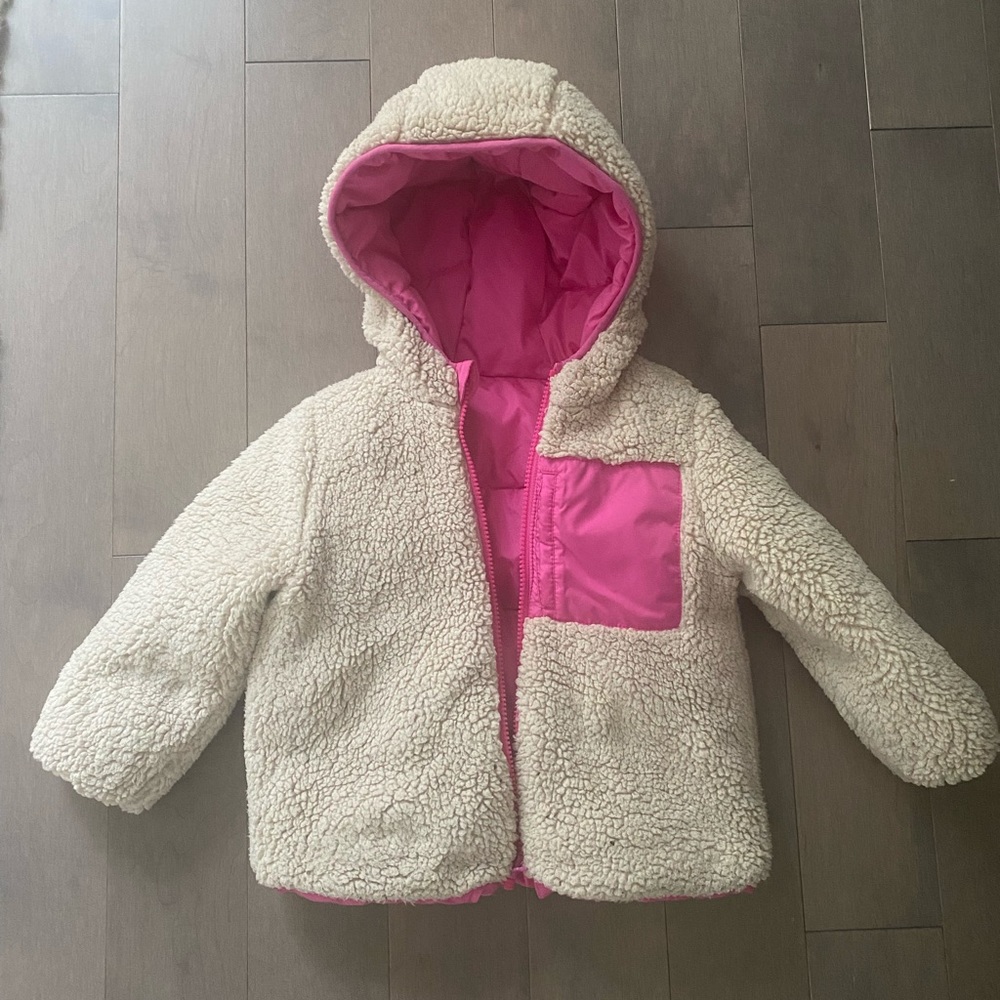 Gap Toddler Reversible ColdControl Max Sherpa Puffer Jacket, Pink, Size 4T